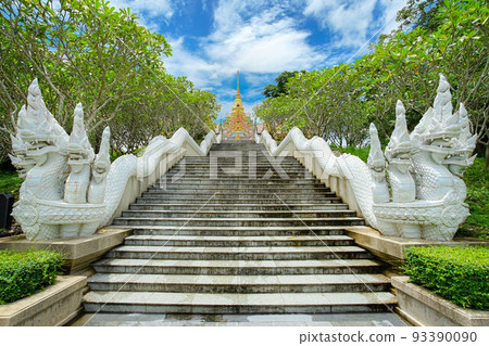Naga stair entrance of the famous stupa Phra Mahathat Chedi Phakdee Prakat. 93390090