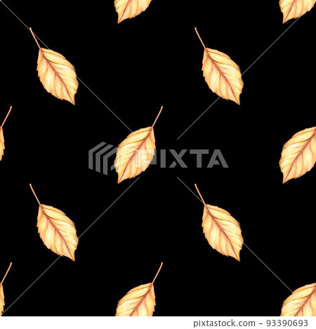 Autumn leaf seamless pattern. Watercolor vintage illustration. Isolated on a black background. Autumn leaf seamless pattern. Watercolor vintage illustration. Isolated on a black background. 93390693