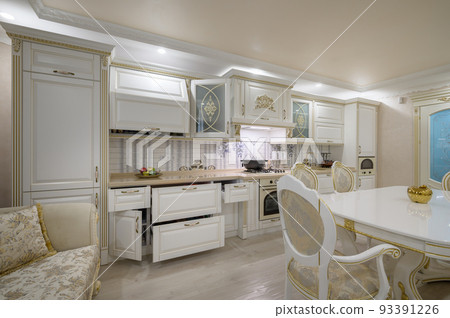 Renovated Interior of rich classic white kitchen Renovated Interior of rich classic white kitchen 93391226