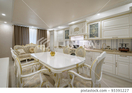 Renovated Interior of rich classic white kitchen Renovated Interior of rich classic white kitchen 93391227