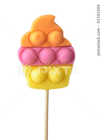 Front view of colorful pop it lollipop 93391889