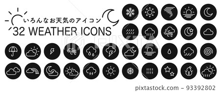 32 weather icon set 06 vector illustration material 93392802
