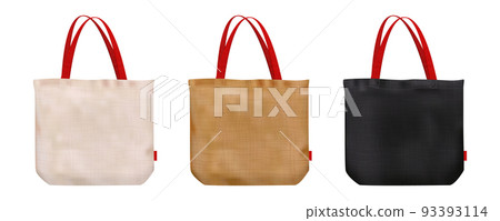 Set of mockups of cotton tote bag with cloth texture isolated from background 93393114
