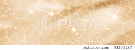 Beige surface top view horizontal background with sunlight glare reflections, shadows, caustic ripples and waves Beige surface top view horizontal background with sunlight glare reflections, shadows, caustic ripples and waves 93393127