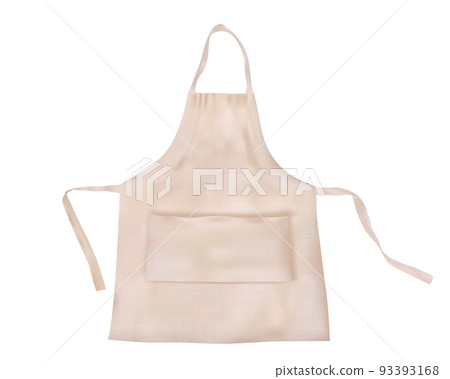 Realistic white blank apron mockup with fabric texture isolated from background 93393168