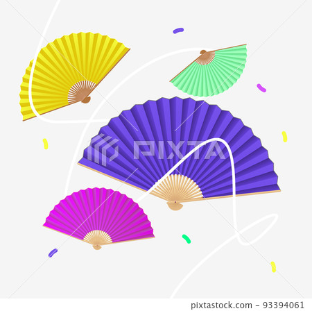 Realistic Detailed 3d Vibrant Color Hand Fans Concept. Vector 93394061
