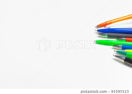different colors pens isolated on the white background different colors pens isolated on the white background 93395523