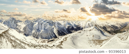 Panorama 180 sunrise in the mountains Panorama 180 sunrise in the mountains 93396013