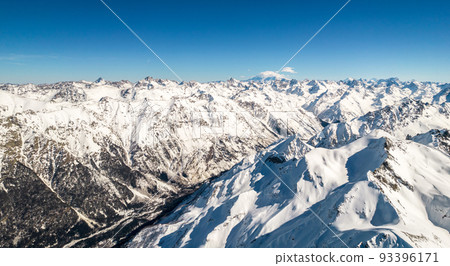 mountain range with snow and sky  93396171
