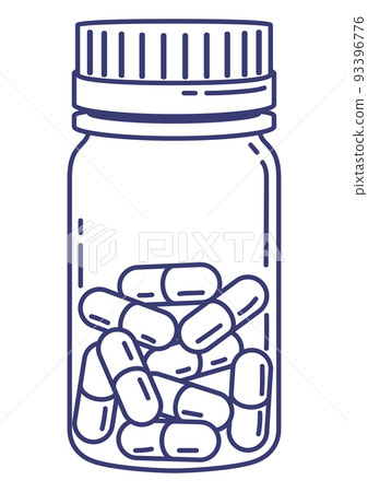 Illustration of can with pills. Medical and healthcare item. 93396776