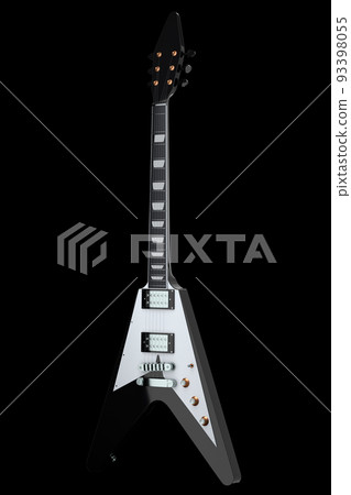 Close-up of Electric acoustic guitar isolated on black background. 93398055