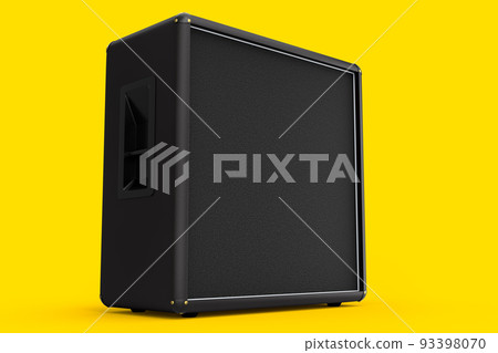 Classical electric and acoustic guitar amplifier isolated on yellow background. Classical electric and acoustic guitar amplifier isolated on yellow background. 93398070