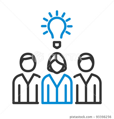 Corporate Team Finding New Idea With Woman Leader Icon Corporate Team Finding New Idea With Woman Leader Icon 93398256