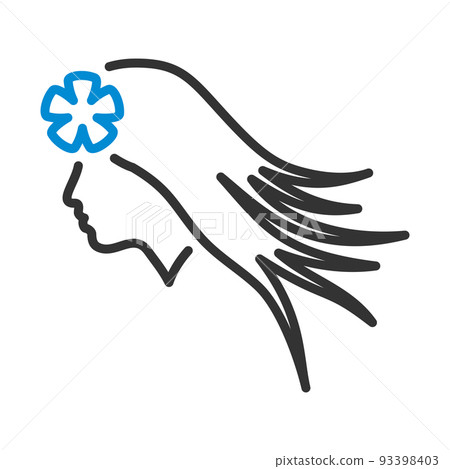 Woman Head With Flower In Hair Icon Woman Head With Flower In Hair Icon 93398403