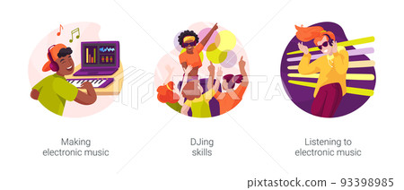 Electronic music isolated cartoon vector illustration set 93398985