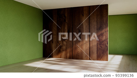 Empty - Clean green modern room japanese style.3D rendering Empty - Clean green modern room japanese style.3D rendering 93399136