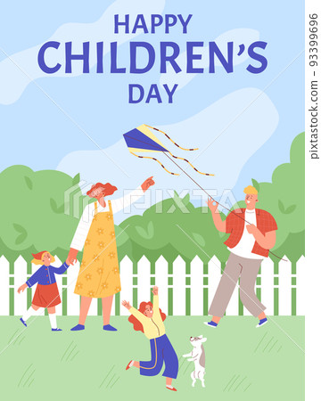 International Children Day greeting card or banner flat vector illustration. International Children Day greeting card or banner flat vector illustration. 93399696
