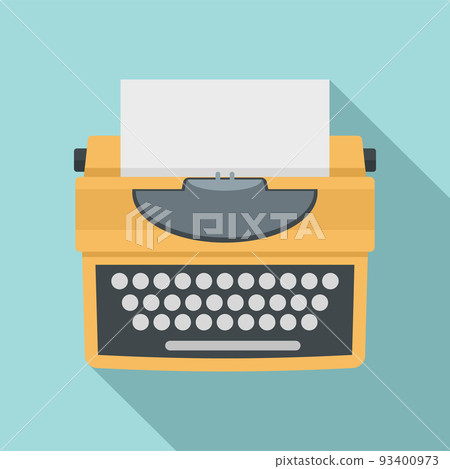 Typewriter with shadow icon, flat style 93400973
