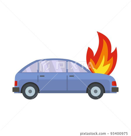 Burning car icon, flat style 93400975