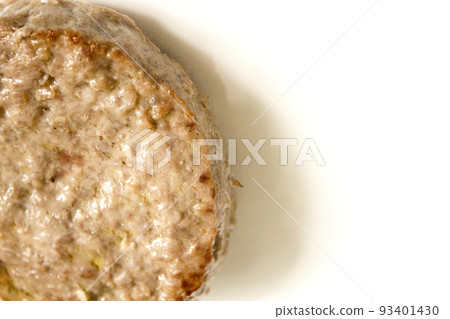 Organic beef burger on white plate Organic beef burger on white plate 93401430