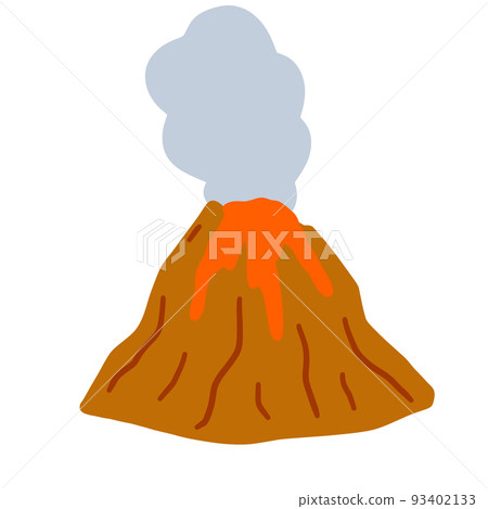 Volcanic eruption. Red hot lava and geological activity. Natural disaster. Destruction of the mountain. Volcanic eruption. Red hot lava and geological activity. Natural disaster. Destruction of the mountain. 93402133