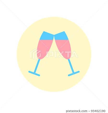 Two cheering pink Champagne glasses circle flat icon isolated on white background. Abstract beverage sign logo bar restaurant design. Alcohol drink symbol. Romantic party object vector illustration. Two cheering pink Champagne glasses circle flat icon isolated on white background. Abstract beverage sign logo bar restaurant design. Alcohol drink symbol. Romantic party object vector illustration. 93402190