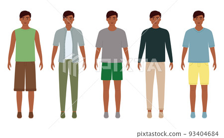 Fashion man with dark skin color in clothes for meeting with friends, home, business meeting. Vector illustration Fashion man with dark skin color in clothes for meeting with friends, home, business meeting. Vector illustration 93404684