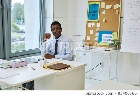 Young Black Teacher in Classroom Young Black Teacher in Classroom 93406560
