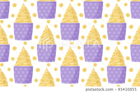 Banana ice cream in purple cup seamless pattern. Juicy fresh summer print icon wallpaper pattern napkin ad decor kid holiday sweet dessert restaurant menu modern handmade wrapping paper textile site Banana ice cream in purple cup seamless pattern. Juicy fresh summer print icon wallpaper pattern napkin ad decor kid holiday sweet dessert restaurant menu modern handmade wrapping paper textile site 93410855