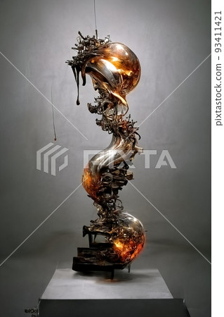 Metal figurine made of scrap, 3d illustration 93411421