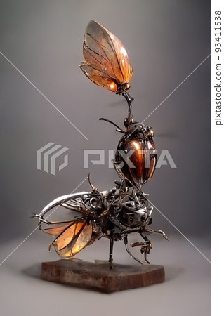 Metal figurine made of scrap, 3d illustration Metal figurine made of scrap, 3d illustration 93411538