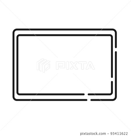Simple image illustration of a tablet terminal (black and white) 93411622