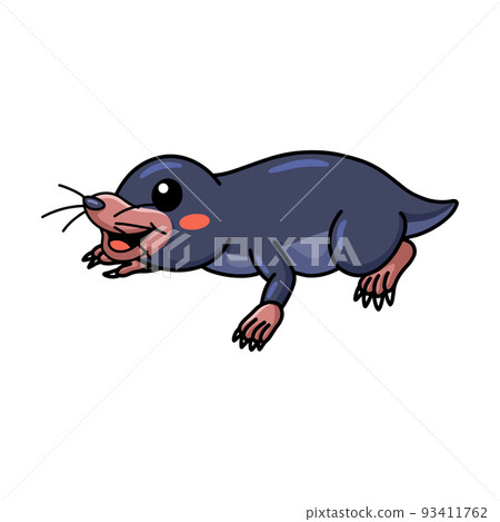 Cute little mole cartoon character	 93411762