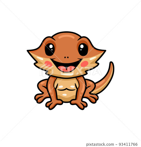Cute little bearded dragon cartoon sitting Cute little bearded dragon cartoon sitting 93411766