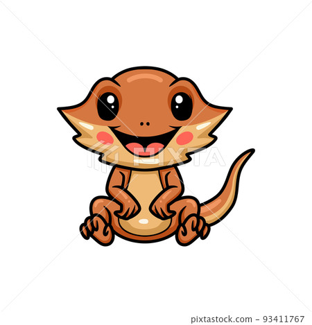 Cute little bearded dragon cartoon sitting Cute little bearded dragon cartoon sitting 93411767