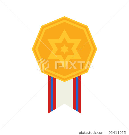 Gold medal with ribbon. Vector illustration Gold medal with ribbon. Vector illustration 93411955