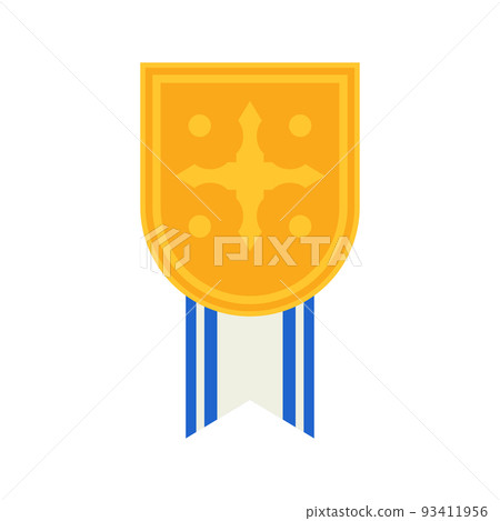 Gold medal with ribbon. Vector illustration 93411956