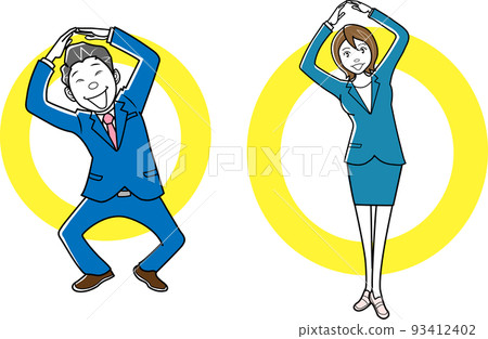 Business woman and businessman doing OK pose 93412402
