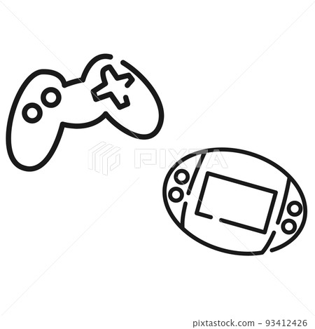 一個簡單的遊戲機控制器的插圖（黑白） 93412426