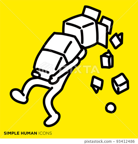 Simple human icon series "People who carry too much luggage and lose their balance" 93412486