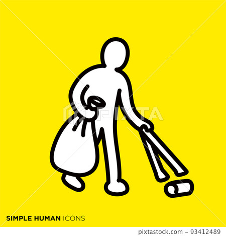 Simple human icon series "People picking up trash" 93412489