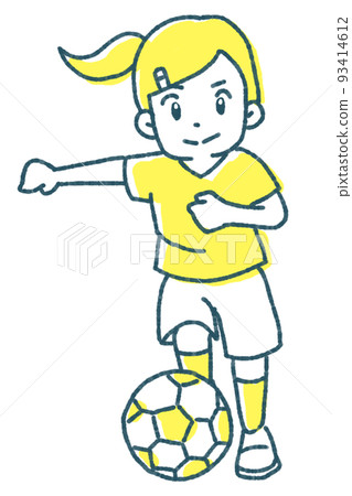 girl kicking a soccer ball girl kicking a soccer ball 93414612