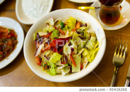 Turkish appetizer made of vegetables served on table Turkish appetizer made of vegetables served on table 93416268