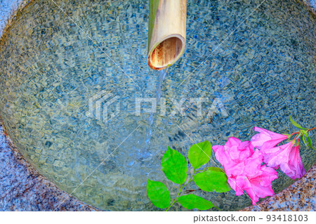 [圖片素材]漂浮在臉盆上的花瓣（京都清水寺） 93418103