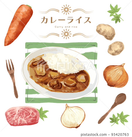 逼真的咖哩飯，蔬菜套餐 93420763