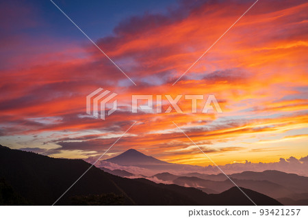 Mount Fuji at sunrise from Tatsuzumeyama Mount Fuji at sunrise from Tatsuzumeyama 93421257