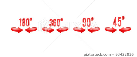 3D curve arrows and rotation angle degrees sing. 3D curve arrows and rotation angle degrees sing. 93422036