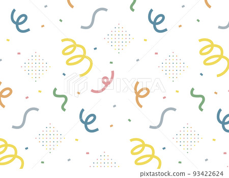Memphis seamless pattern with colorful ribbons and confetti 93422624