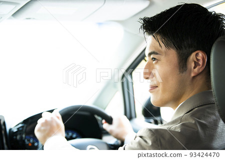 Male car driving profile Male car driving profile 93424470