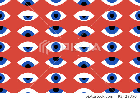 Bauhaus eye seamless pattern. Minimal geometric design of the 20s. Abstract vector template with elements of primitive forms. Modern hipster style. Bauhaus eye seamless pattern. Minimal geometric design of the 20s. Abstract vector template with elements of primitive forms. Modern hipster style. 93425356